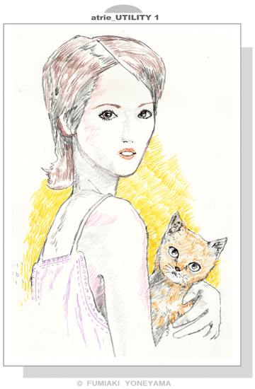 女のイラスト 猫を抱く女 幸せの イラストレイジ イラスト 人物 女性 スケッチ クロッキー 似顔絵 と 文章を日々更新